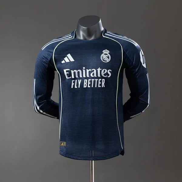Camiseta de fútbol Real Madrid 2025/26 VISITANTE MANGA LARGA VERSION JUGADOR